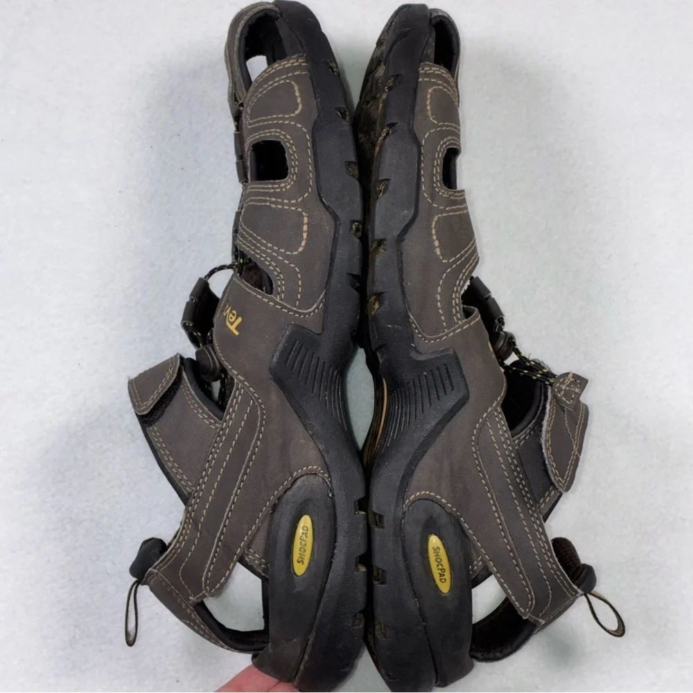 Teva Forebay Men's Sz 11 Brown Leather Hook & Loop Sport Hiking Sandal
